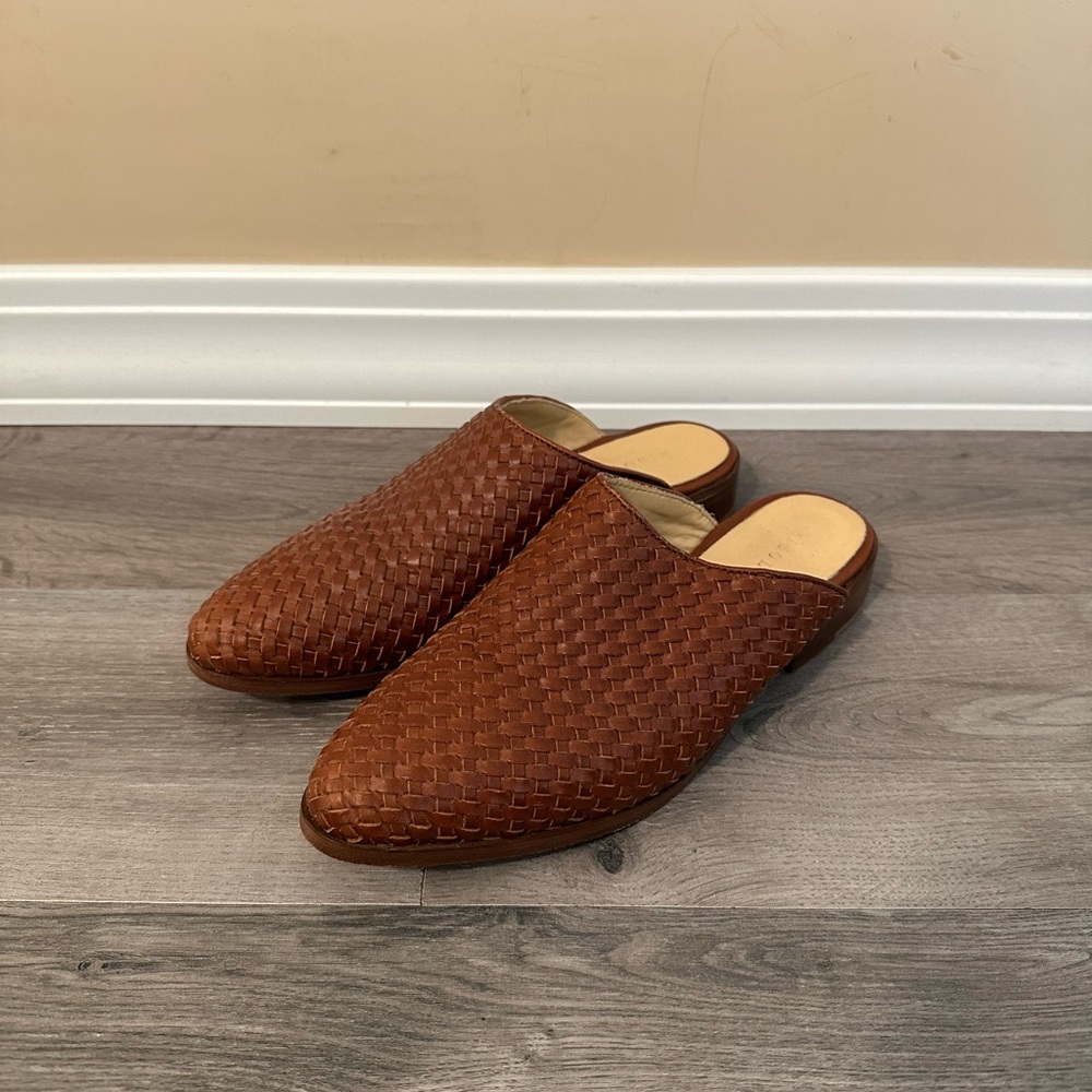 Nisolo Woven Leather Slip-On Mules in Brown